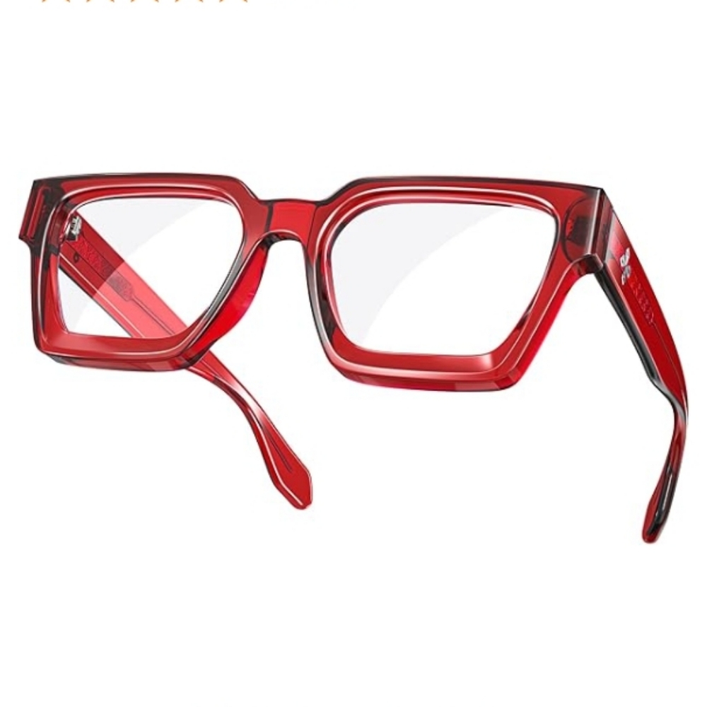 Blue Light Blocking Glasses Rectangle Chic Preppy Look Burgundy Red Frame
